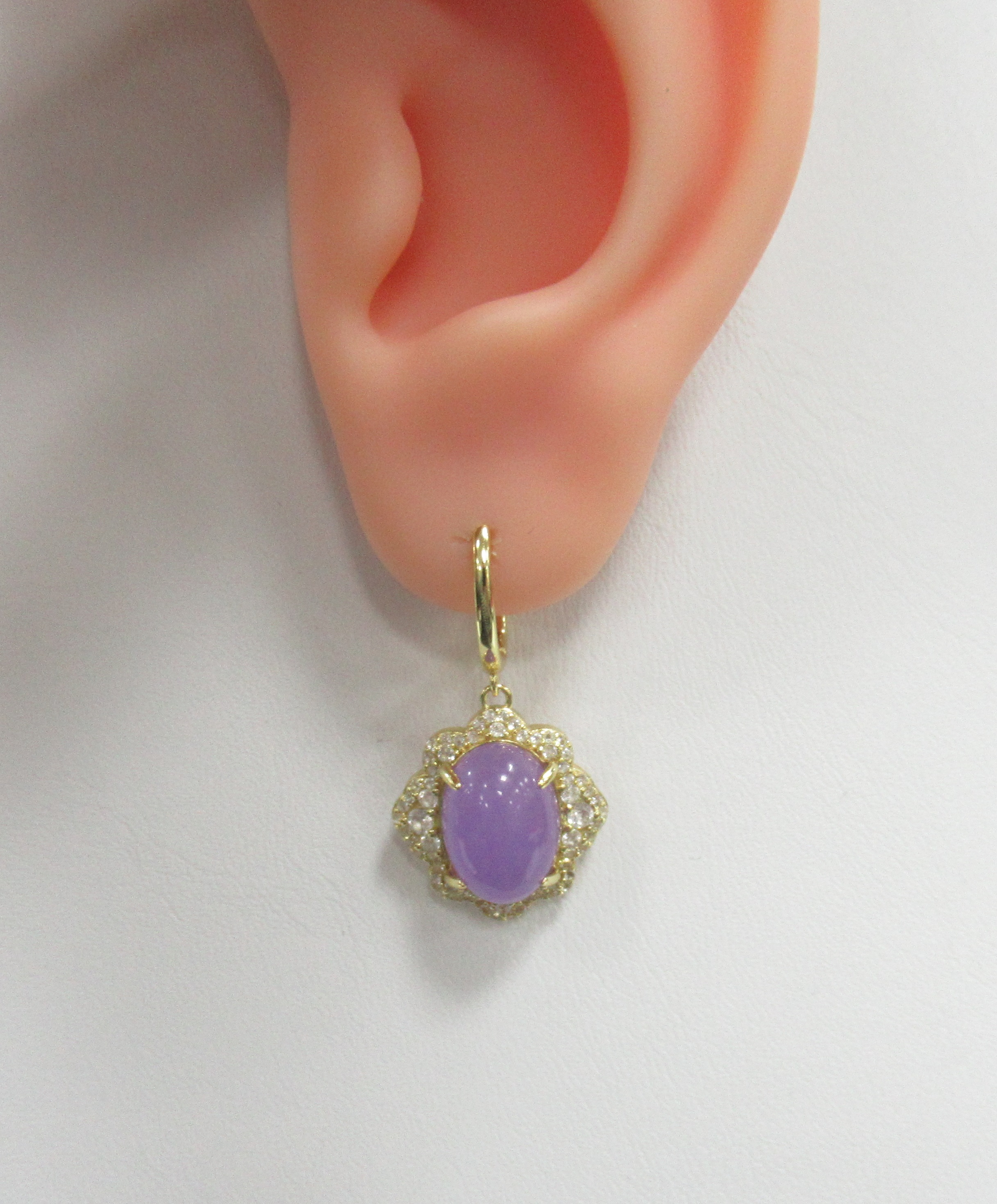 Серебряные серьги с лавандовыми жадеитами